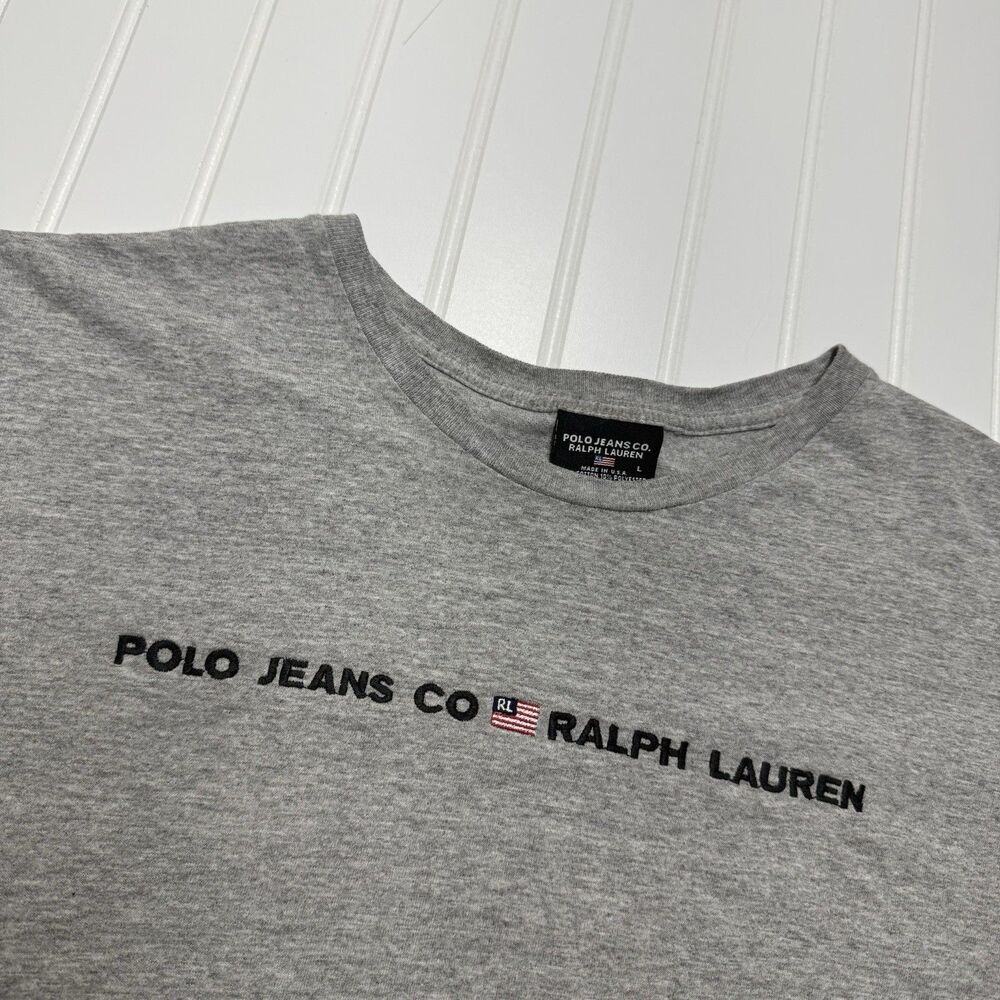 Vintage 90s Polo Jeans Co. Ralph Lauren Gray Sweatshirt Made In USA Size L